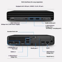 Komputer Desktop HP Pro Mini 400 G9 DM yang Dapat Disesuaikan, Komputer Komersial Asli dengan Intel Core I3/i5/i7 Generasi ke-12, RAM 8GB, SSD 512GB