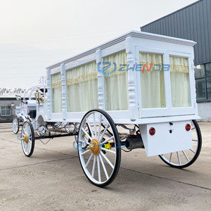 Cercueil électrique rétro blanc, voiture funéraire électrique vintage blanche, cercueil électrique tiré par des chevaux blanc, voiture funéraire classique blanche - Product Image 6