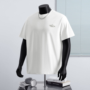 Camiseta Personalizada Lisa de <span class=keywords><strong>Manga</strong></span> <span class=keywords><strong>Corta</strong></span> Negra Blanca 230 Gramos Peso Pesado 100% Algodón Camiseta Extra Grande Camisetas para <span class=keywords><strong>Hombre</strong></span> - Product Image 1