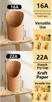 Gobelet à frites en papier kraft biodégradable personnalisable avec gaufrage, multifonctionnel pour sushis et nouilles
