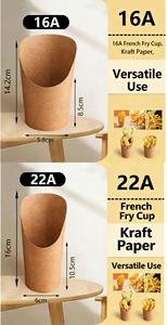 Vaso de Papel Kraft Biodegradable Personalizable para Papas Fritas, Vaso Multifuncional para Aperitivos de Comida Rápida - Product Image 4