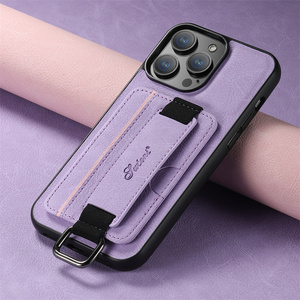 Funda de teléfono con correa de muñeca de cuero para <span class=keywords><strong>iPhone</strong></span> 15Pro Max 14 Plus 13 12 Pro <span class=keywords><strong>11</strong></span> X XS XR funda con soporte para ranura para tarjeta - Product Image 2