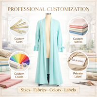 Abaya élégante turquoise ouverte pour femme, kimono long modeste à manches longues avec poignets à nœuds, abaya décontractée pour le quotidien