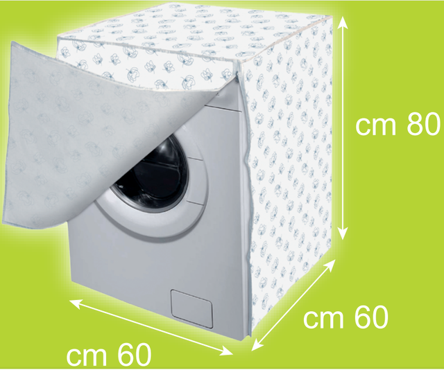 FHP WC1105F Heavy Duty Printed PEVA Washing Machine Cover Front Opening Waterproof 60x60x80cm for Home Use