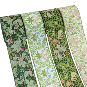 Spring Ribbon Wired 2.5 Inch Green Vine Floral Single Face Edge Ribbon Spring Summer <b>Bow</b> Gift <b>Bow</b> Crafts Party Supplies 4 Styles - Product Image 3