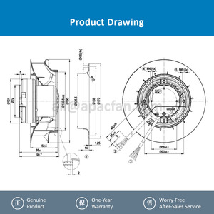 For R3G190-RD45-03 190mm 230V 169W 4120RPM 1.35A 975m3/h <b>Free</b> <b>Standing</b> ODM/OEM EC Motor Ball Bearing Centrifugal Cooling - Product Image 4