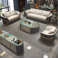 Juego de sofá de cuero tapizado de nuevo diseño italiano de lujo, marco de madera Seccional de 3 plazas, muebles modernos para sala de estar