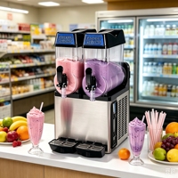 Machine à granita professionnelle à deux robinets en acier inoxydable, grande capacité, pour Daiquiri, Margarita et jus, pour restaurants et bars à jus, stock US