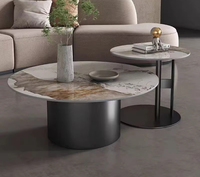 Table basse ronde de style moderne italien de luxe avec plateau en acier inoxydable, mobilier de salon, table combinée en gros