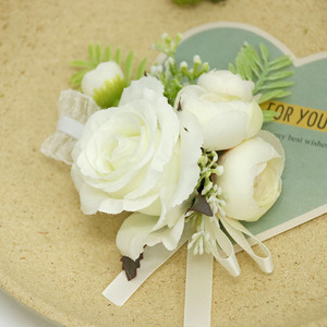 Poignet Fleur En Gros Mariée Demoiselle D'honneur Sœurs Vert Poignet Fleur Corsage Fournitures De Mariage Enfants Danse Main Fleur - Product Image 2