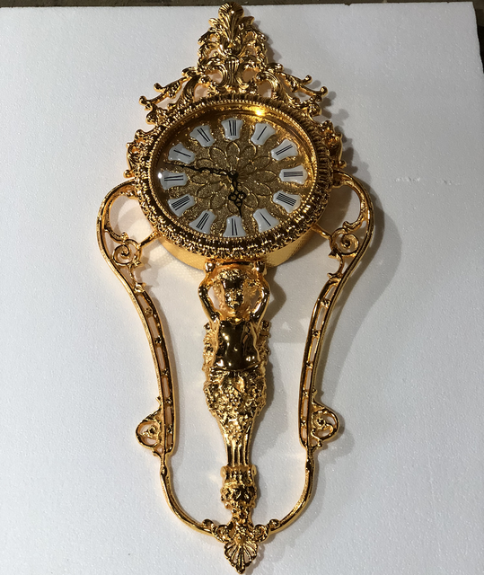Home Decoration Wall Clock Luxury Antique Style Pure Hand Golden Copper Wall Clocks
