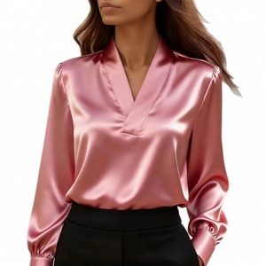 Camicie da Donna a Maniche Lunghe in Chiffon Tinta Unita Bianco Rosa Nero per Ufficio - Product Image 5