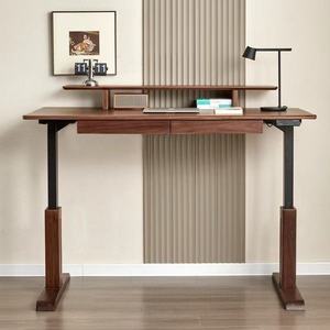 Bureau en bois massif de noyer noir d'Amérique du Nord, design moderne, poste de travail <span class=keywords><strong>informatique</strong></span> intelligent à hauteur réglable électriquement avec tiroirs - Product Image 4