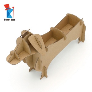 Jouet éducatif DIY, jouet en papier <span class=keywords><strong>3D</strong></span>, papier jazz, carton recyclé, projet en carton DIY, mini article de rangement fantaisie en forme de teckel - Product Image 2