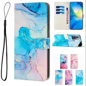 Luxury Marble Stone Leather Wallet Case For Infinix Hot 12I 11 Play 10 11S NFC 12 NOTE 12 VIP G96 Smart 6 Plus Cards Slot Cover