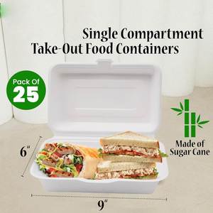 Customized 10"x6"x2.5" Disposable Bio Fish and Chips <b>Container</b> Box Hot Sale 33g Bagasse Compostable Lunch Box - Product Image 2