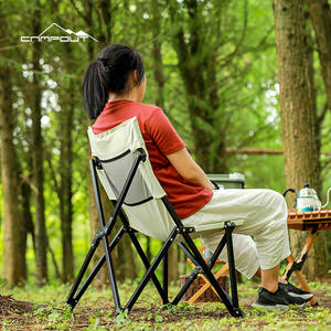 Chaise de camping pliante Campout, blanche, rectangulaire, 59x59x95cm, chaise de pêche portable pour l'extérieur, chaise pliable - Product Image 3