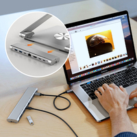 Support pour ordinateur portable multifonction en aluminium, directement de l'usine, support ergonomique pour ordinateur portable de bureau, support pour tablette PC avec hub USB 6 en 1
