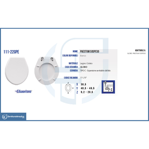 Vaso da Parete Globo Paestum Compatibile con Coperchio Moderno Allungato a Sgancio Rapido con Chiusura Morbida Realizzato in PP Urea Durevole per Uso Bagno - Product Image 2