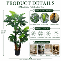 Arbre artificiel hyper-réaliste en PE Philodendron 180CM, ignifuge et résistant aux UV, écologique, décoration moderne de luxe, vente en gros directe usine