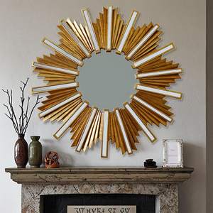 Vintage Gold <strong>Leaf</strong> Sun Decorative <strong>Wall</strong> Mirror Unique Art Deco Resin Design Durable and Waterproof for Home <strong>Decor</strong> - Product Image 1