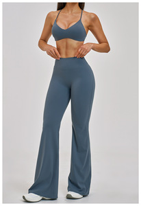 Conjunto Deportivo de Dos Piezas para Mujer: Sujetador con Tirantes en Y y Pantalones de Chándal Acampanados de Nailon para Yoga, Fitness, Gimnasio y <span class=keywords><strong>Running</strong></span> - <span class=keywords><strong>Ropa</strong></span> Deportiva Femenina - Product Image 4