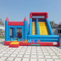 Şişme Oyun Evi Zıplama Şatosu Ticari Zıplama Şatosu ve Yetişkinler İçin Çift Kaydıraklı Kombinasyon