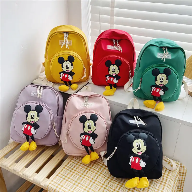 New cute cartoon kids' girls' Mickey backpack single shoulder handbag students Straddle bag