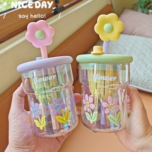 Tazza di vetro ad alta borosilicato resistente alle alte Temperature piccola ragazza di fiori <span class=keywords><strong>acqua</strong></span> <span class=keywords><strong>e</strong></span> filtro per tè ufficio tazza di paglia di tè all'ingrosso - Product Image 3