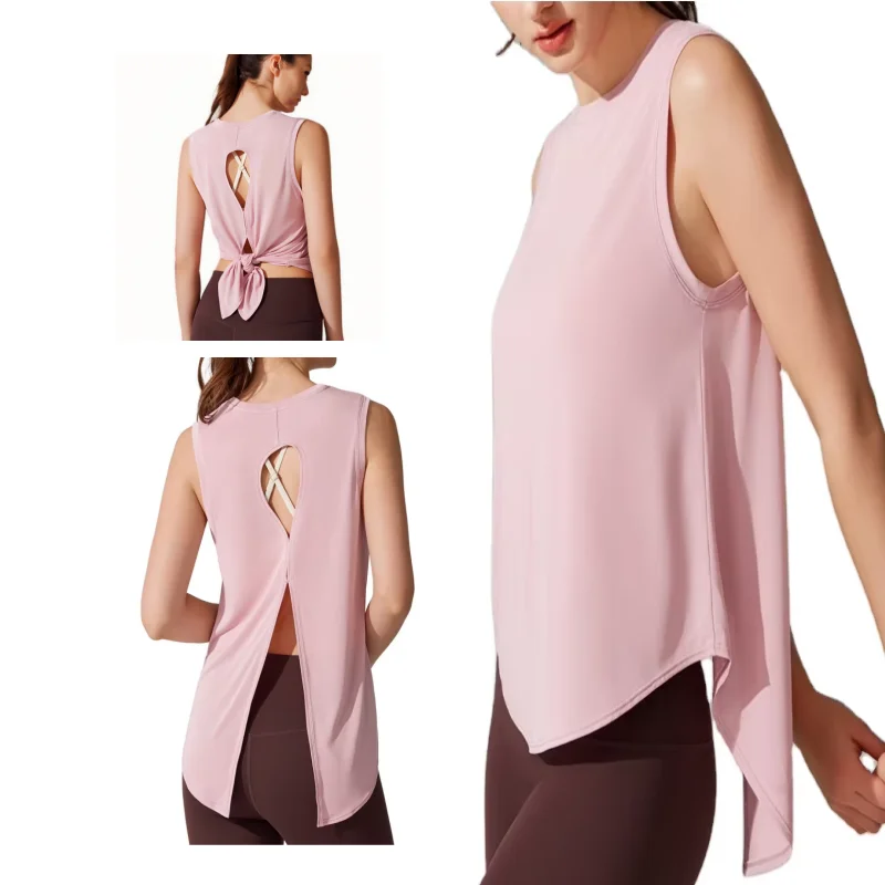 Aoyema Sleeveless Gym Women Sports Vest Comfortable Quick Drying Running Fitness Summer Beauty Back Yoga Wear Loose Tank Top
