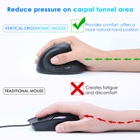 Mouse pengisian daya ergonomis terlaris, Mouse nirkabel vertikal, tangan kanan mode ganda senyap dengan 6 tombol