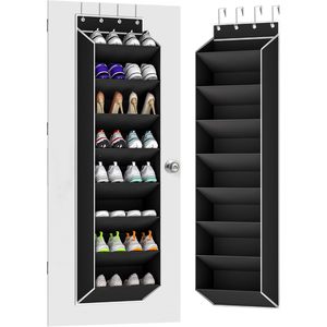 Over The Door Shoe Organizer 8 Tier Hanging Rack For Closet Door Deep Pocket Storage For Shoes Minimalist Design Non Woven - Product Image 1
