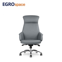 Chaise de bureau en cuir de luxe EGROspace à dossier haut, pivotante, ergonomique, avec appui-tête, pour cadres