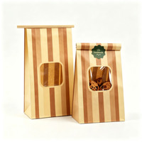 Bolsa de Papel Kraft Marrón Antigrasa para Panadería, Bolsa con Ventana para Galletas, Bocadillos, Pan y Alimentos, con Logotipo Personalizado
