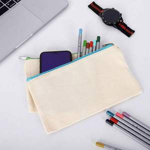 DIY Blank Cotton <b>Canvas</b> Makeup Bag Multipurpose Cosmetic Pouch with Zipper Travel for Toiletry Organizer-Letter Pattern - Product Image 3