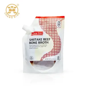 Fresh Broth Chicken Beef Bone Broth Packaging Spout Pouch Bag Reusable Stand Up Plastic Custom Liquid Fruit Juice Drink Pouch