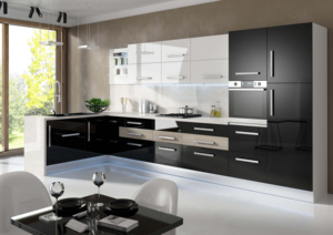 Meubles de cuisine modulaires modernes en bois/verre en forme de L, armoires laquées, ensembles complets, rangement intégral, meubles de salle à manger - Product Image 5