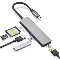 Hub USB Type C 5 en 1 de haute qualité en gros avec lecteur de carte HDMI 4K 30Hz, SD, TF, USB 3.0, USB 2.0 pour MacBook Pro