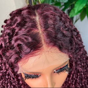 Hot Selling 300g Raw Virgin Hair <b>Wigs</b> Super Double Drawn 5 X 5 HD Lace Closure <b>Pixie</b> Curl 99J Color Pissy Curly <b>Wigs</b> Wholesale - Product Image 5