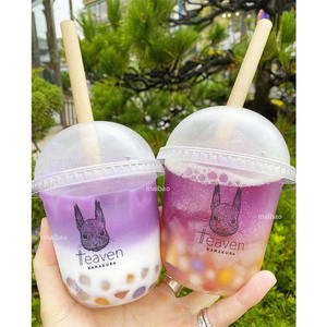 Gobelets en plastique <span class=keywords><strong>PP</strong></span> jetables en forme de U de 250ml 360ml pour thé au lait mini gobelets à emporter pour yaourt, pudding, dessert crème glacée avec couvercles - Product Image 1