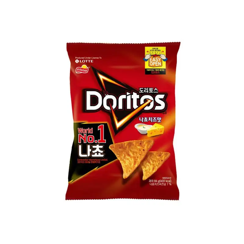 La corea del sud all'ingrosso ha importato Doritoss patatine di mais al formaggio super spesse tortilla chips 84g sacchetti