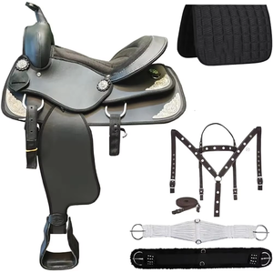 Selle de cheval Western réglable à prix d'usine direct avec siège profond en cuir pour étrier d'équitation Ranch Trail à vendre - Product Image 1