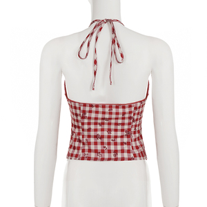 เสื้อกั๊กสั้นลายสก๊อตทอผ้าสุดน่ารัก แฟชั่น เซ็กซี่ พร้อมริบบิ้น ระบายอากาศได้ดี เป็นมิตรกับสิ่งแวดล้อม ดีไซน์คอวี - Product Image 6