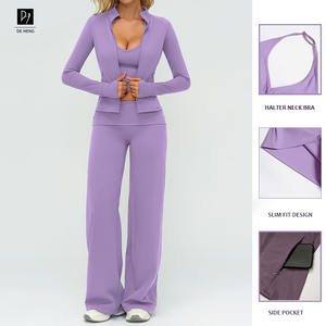 4 Pieces Halter Neck Plaid Color Heart Print Active Wear <strong>Shorts</strong> Women's Workout Pilates Yoga Sportswear Set - Product Image 2