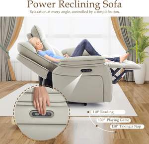 Sofá reclinable eléctrico, mesa plegable, portavasos de cuero transpirable/salidas/Puertos de 1/2/A, sofá reclinable eléctrico para - Product Image 5