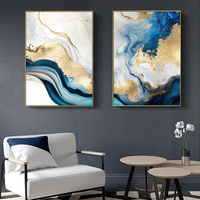 Cadre nordique moderne or bleu marbre mur Art affiches toile peinture imprime photos abstrait décor à la maison