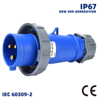 Connecteur d'alimentation industriel 16A 220-240V 3 broches IP67 Prise bleue pour atelier et équipement
