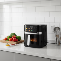 Friteuse à air électrique carrée de 6,5 litres avec écran LED, facile à nettoyer, économie d'énergie, cuisson saine sans huile