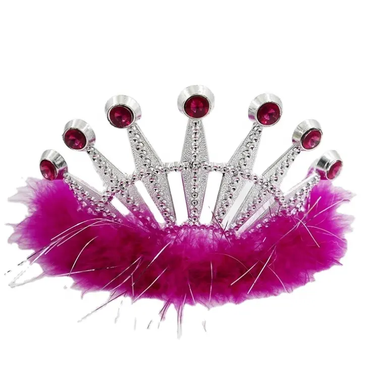 CosPlay Party Props Plastic Princess Children's Crowns With marabou Feather