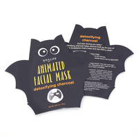 Sachet d'emballage noir mat découpé sur mesure OEM/ODM pour masque facial animé cosmétique, pochette plate en aluminium en forme de chauve-souris résistante à l'humidité